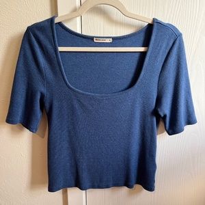 Lexi Rib Square Neck Top in Blue - Women’s M (Marine Layer)